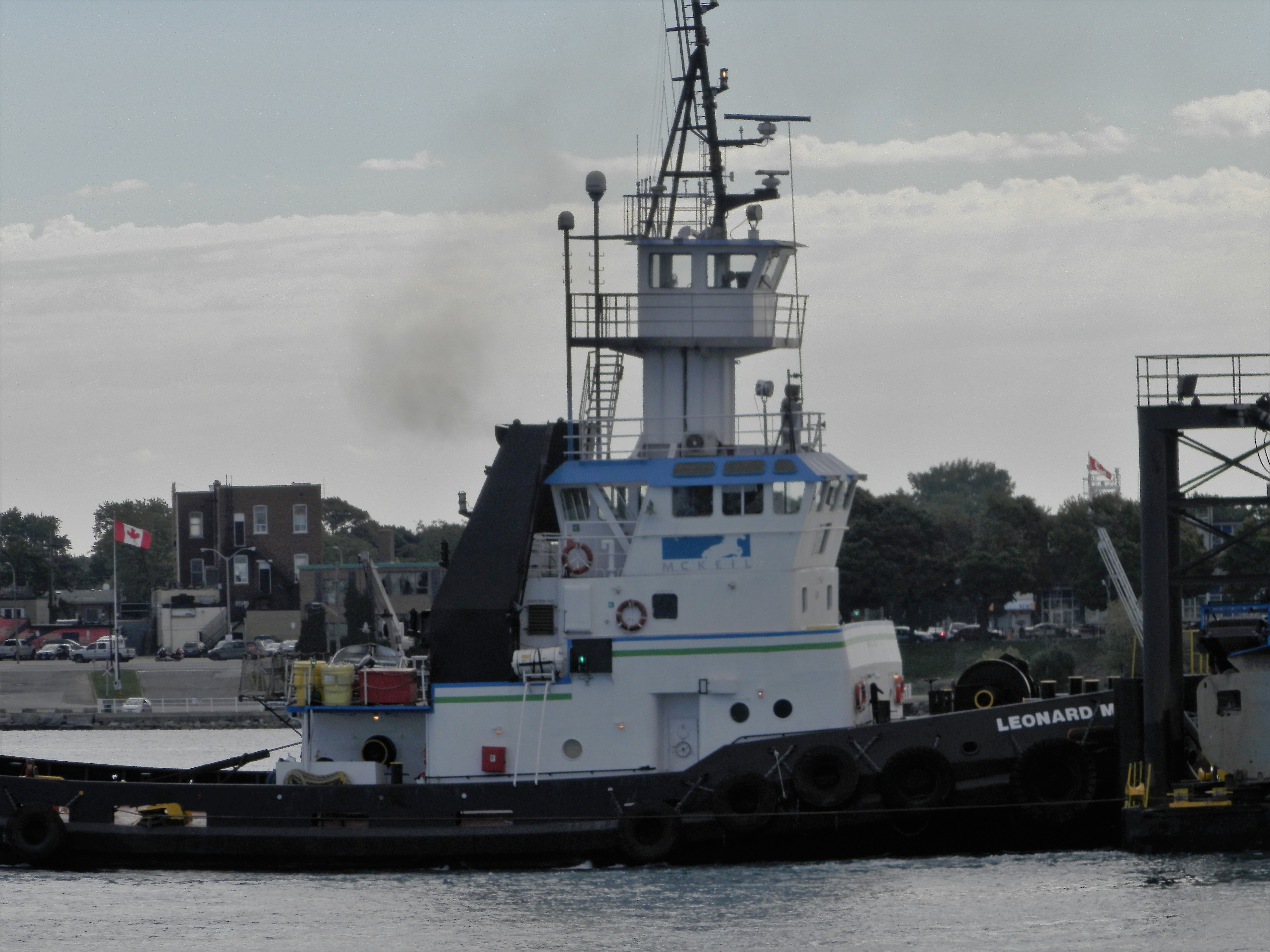 The Leonard M goes past the Maritime Center