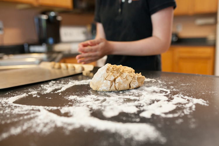 Lindsey Sobkowski works on a new batch of dog treats.