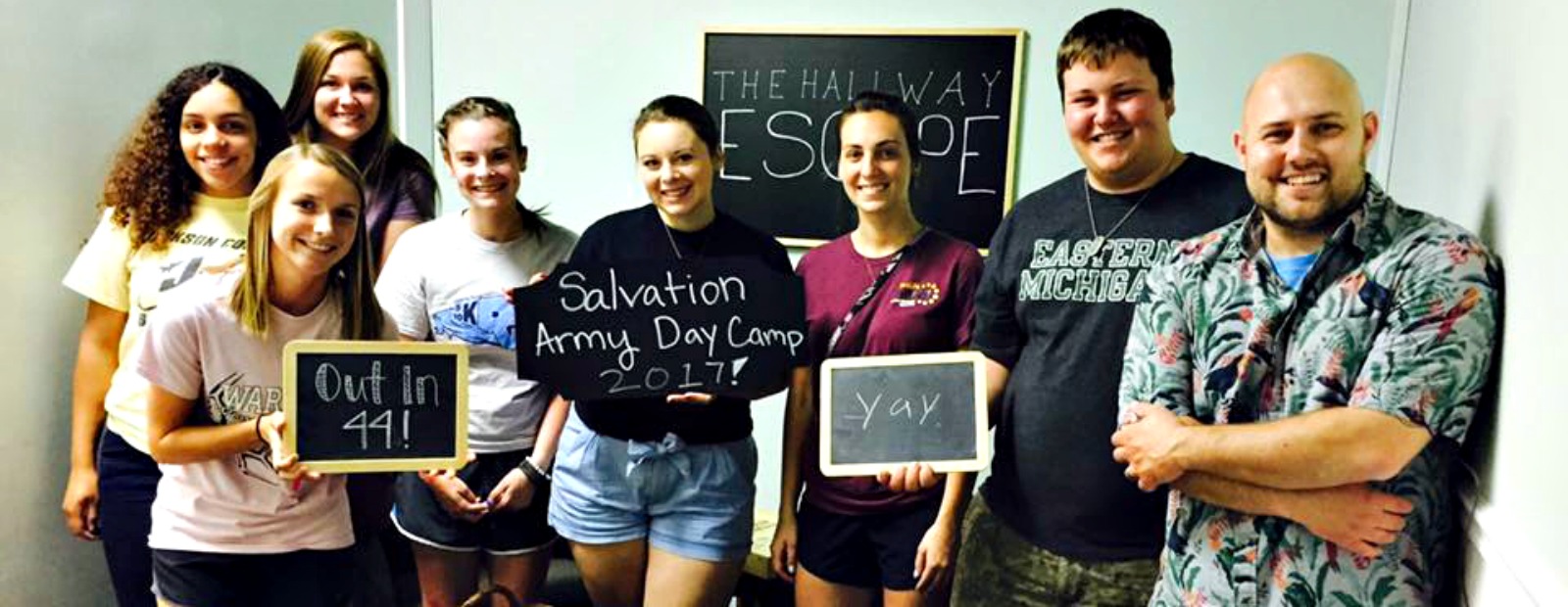 The crew from Salvation Army Day Camp "escaped" the room in under 45 minutes.