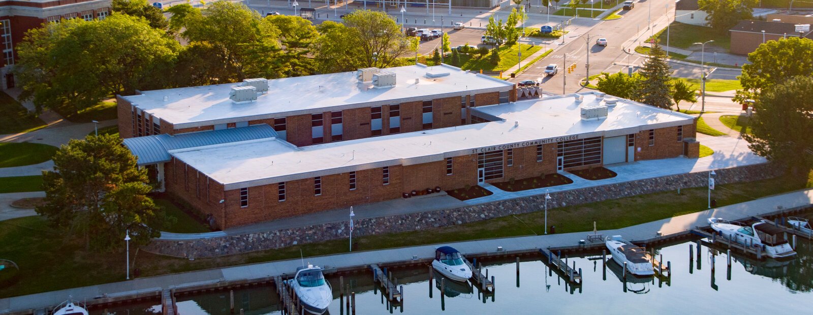 An aerial view of the new health science building.