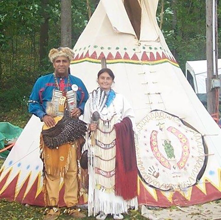 Joan and Joe Jacobs at the Hastings's pow-wow.