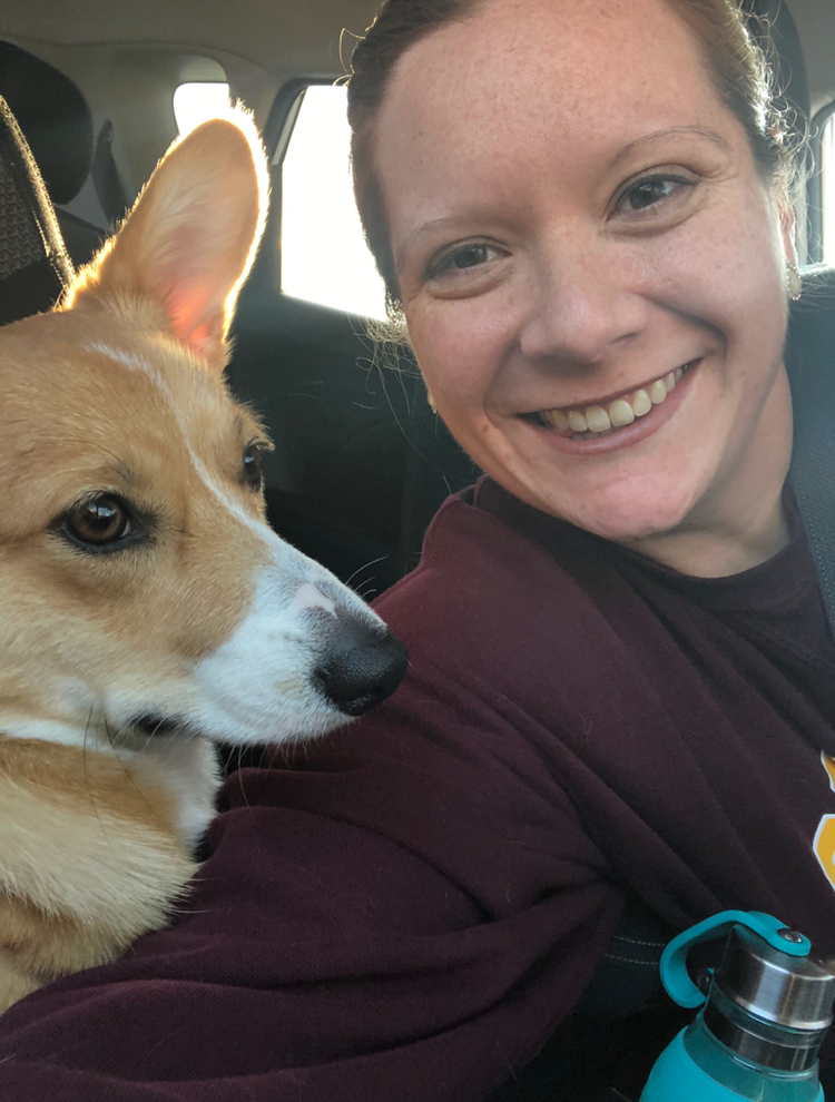 New managing editor of The Keel, Liz Fredendall and her dog Nori.