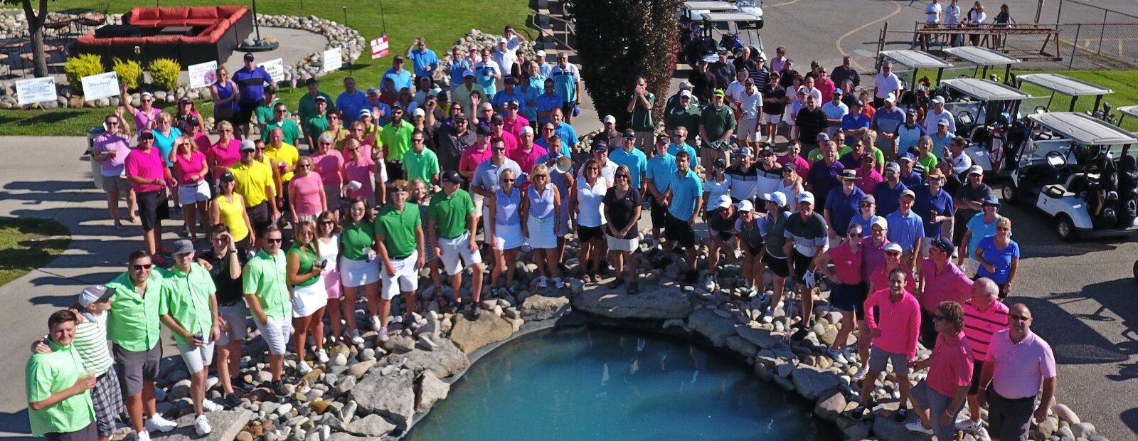 A rainbow of colors shows support for cancer patients at the Tee It Up golf outing.