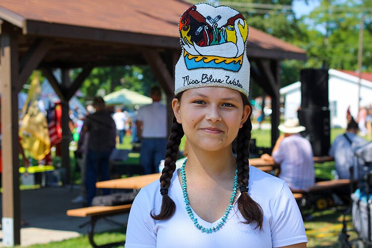 Lucille Pastor, the newly-crowned Pow-Wow Princess, poses for a photo at the Blue Water Traditional Pow-Wow.