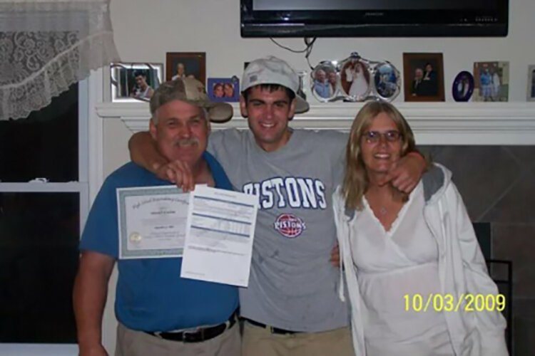 "This is us with Bradley on his graduation day," says Ethel Moore. "He had gotten his GED. Probably the best day he ever had."