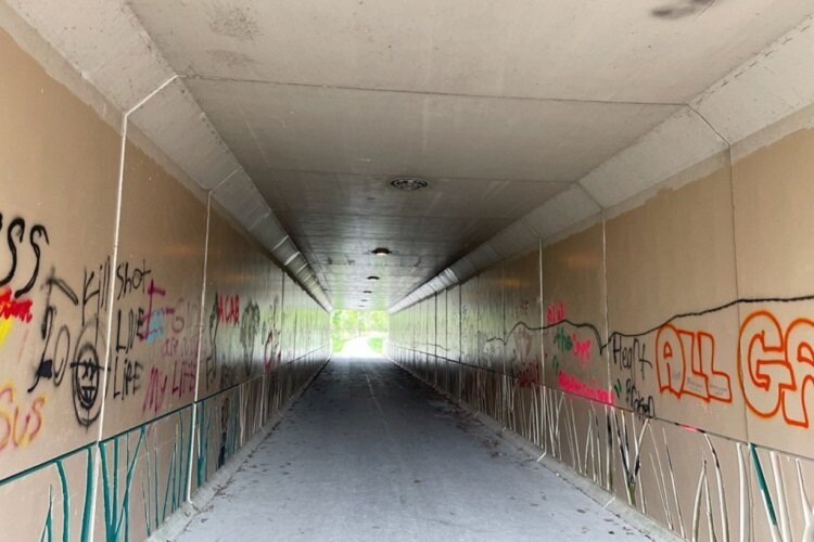 Inside the Military Street tunnel.