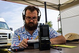 Nick Manciero searching for radio signals at AARL Field Day.