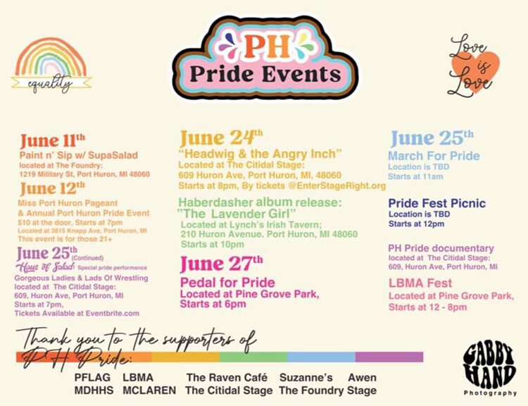 Port Huron Pride 2022 events.