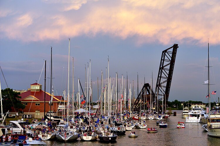 After the railway was decommissioned, in 1975 the Pere Marquette Railroad Bridge was placed in an upright position allowing for ships to easily pass through. It remained that way until the bridge was demolished in April 2023.