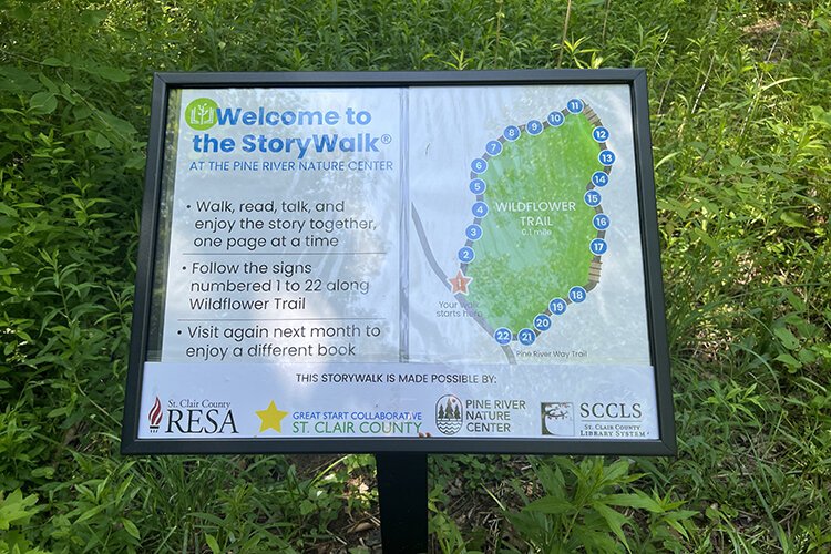 “Bunny’s Book Club” by Tatjana Mai-Wyss is the current book featured along the Wildflower Trail at Pine River Nature Center where a StoryWalk was recently installed.