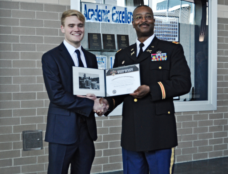 R.J. Russel receives recognition for his appointment to West Point.