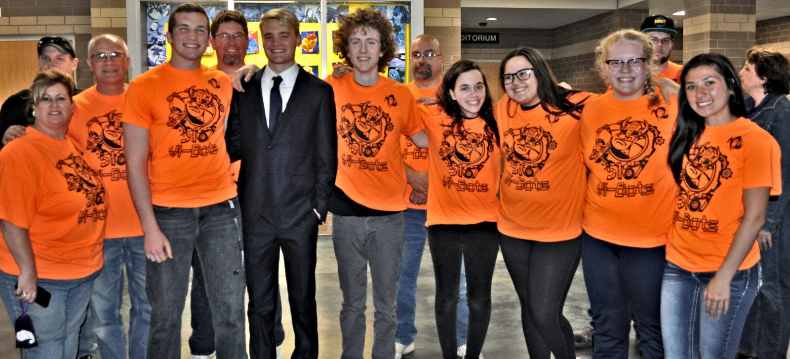 R.J. Russel with his robotics teammates.