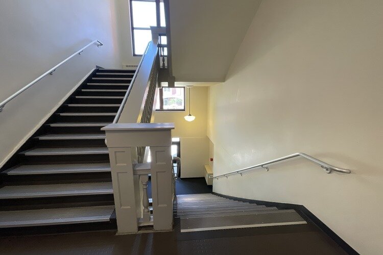 Stairway inside the main building at St. Clair County Community College.