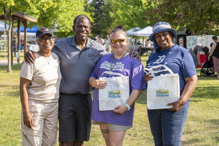 Left to Right: Port Huron Mayor Anita Ashford, Special Assistant to the City Manager Tony Pearson, Southside Summer Pop Up Market Manager Elizabeth Buckley, and NIA Vice Chair Mary Williams, enjoying opening day of the Southside Summer Pop-Up Market.