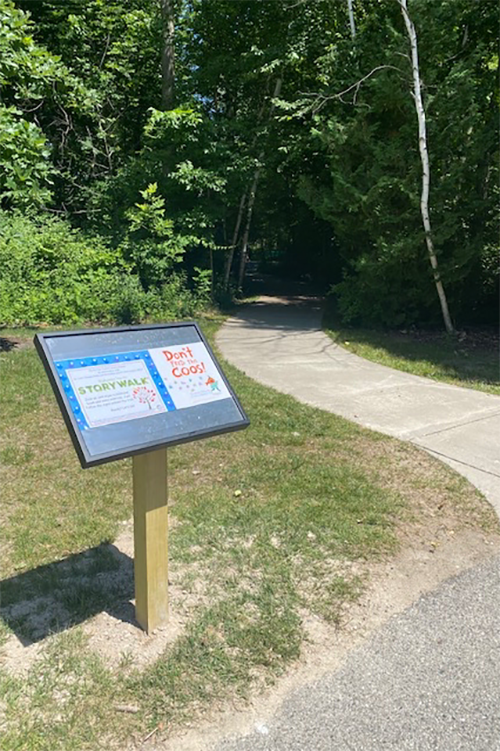 Located in the northern portion of Fort Gratiot County Park, StoryWalk is a set of 21 free-standing panels, each showcasing a page from a children's picture book.