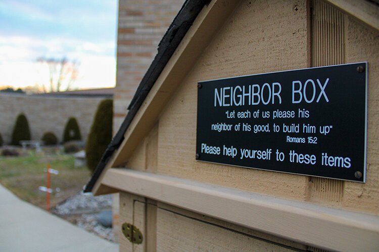 Neighbor box is available for those in need at St. Paul Lutheran Church.
