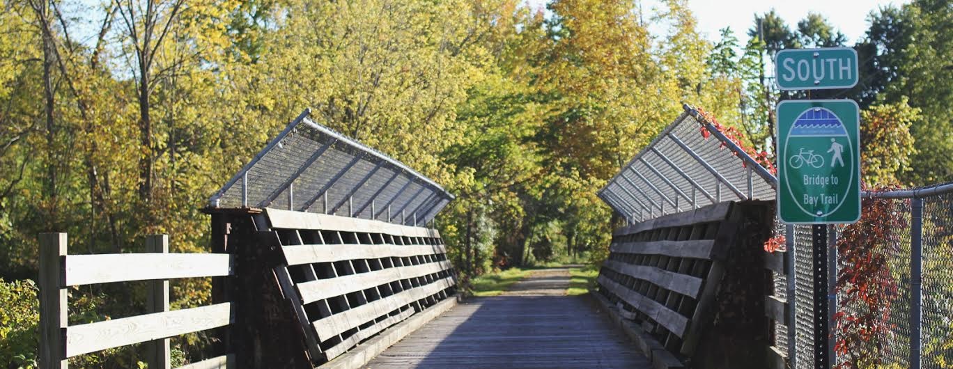  The Bridge to Bay Trail, heading out of East China Park heading south to Marine City across an old railroad bridge. 