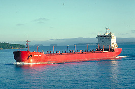 A Great Lakes freighter.