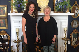 Pat Hennessy, right, and Karen Larson, left. Hennessy is co-owner of Birdcage Antiques.