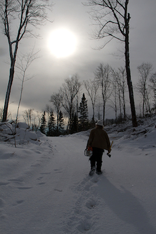 On his way to work, no matter the weather. 