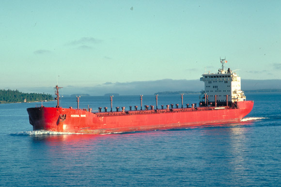 A Great Lakes freighter.