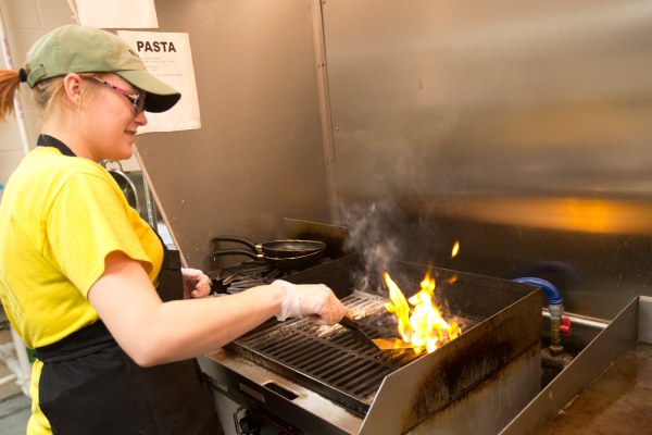 Cooking up some tasty eats at the Black Bear Grill in Sawyer. / Shawn Malone