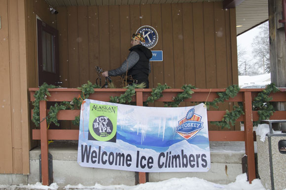 Tim Arnold, a Chicago resident, returns gear to Sydney's at the close of IceFest.