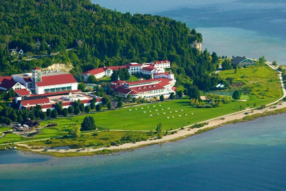 The historic resort caps one end of Mackinac Island.