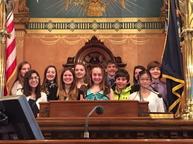 The challenge team at the state Capitol.