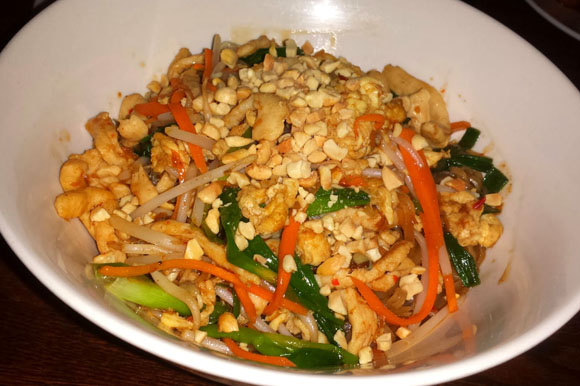 Chicken pad thai at Bambu Asian Cuisine in Houghton.