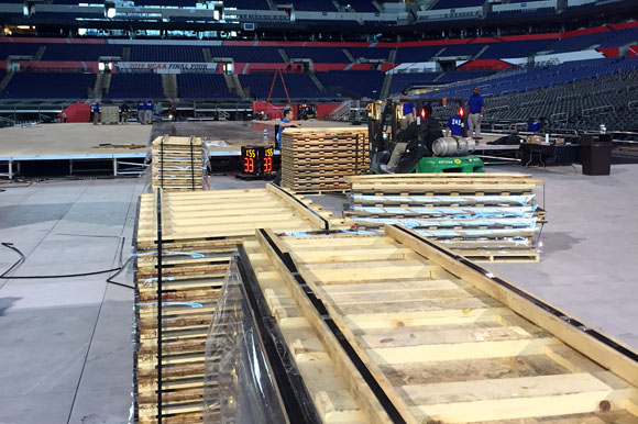 The process of installing the 2015 NCAA Men's Final Four Court in Indianapolis.