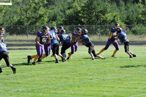 Rapid River scrimmage against Superior Central early in the 2015 season.