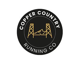 Copper Country Running Company logo features a spin on the Portage Lake Liftbridge connecting Houghton and Hancock. 