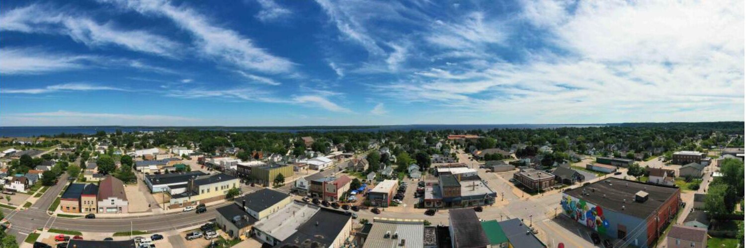 An aerial of downtown Gladstone.