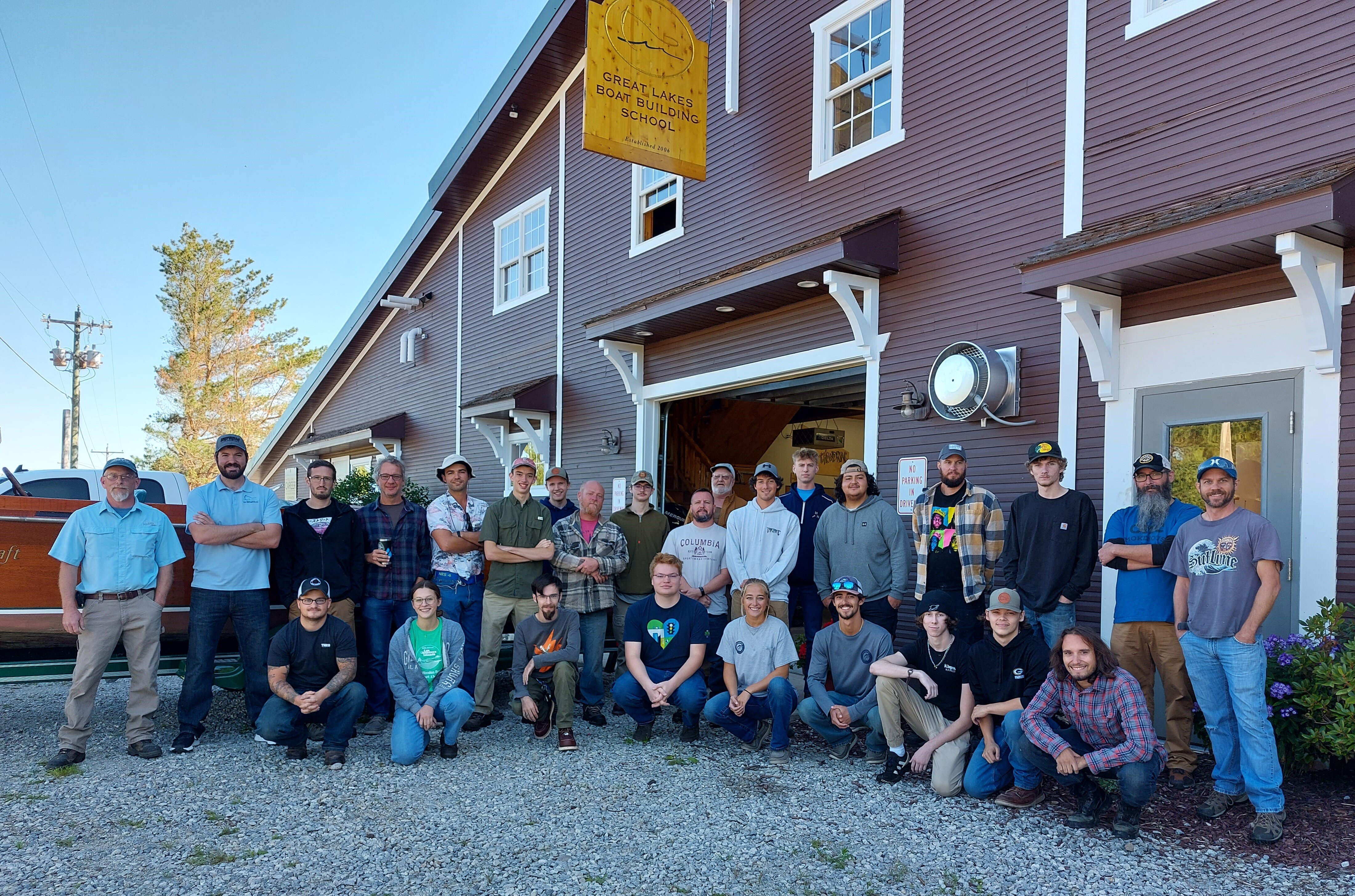 The current class at the Great Lakes Boat Building School. 