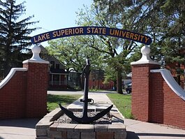 The entrance to Lake State University in Sault Ste. Marie.