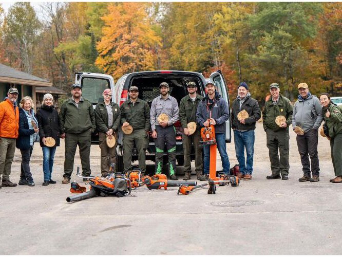 NPLSF and Pictured Rocks National Lakeshore staff and leadership gathered in October to test new equipment from Husqvarna’s Professional Battery Products line.