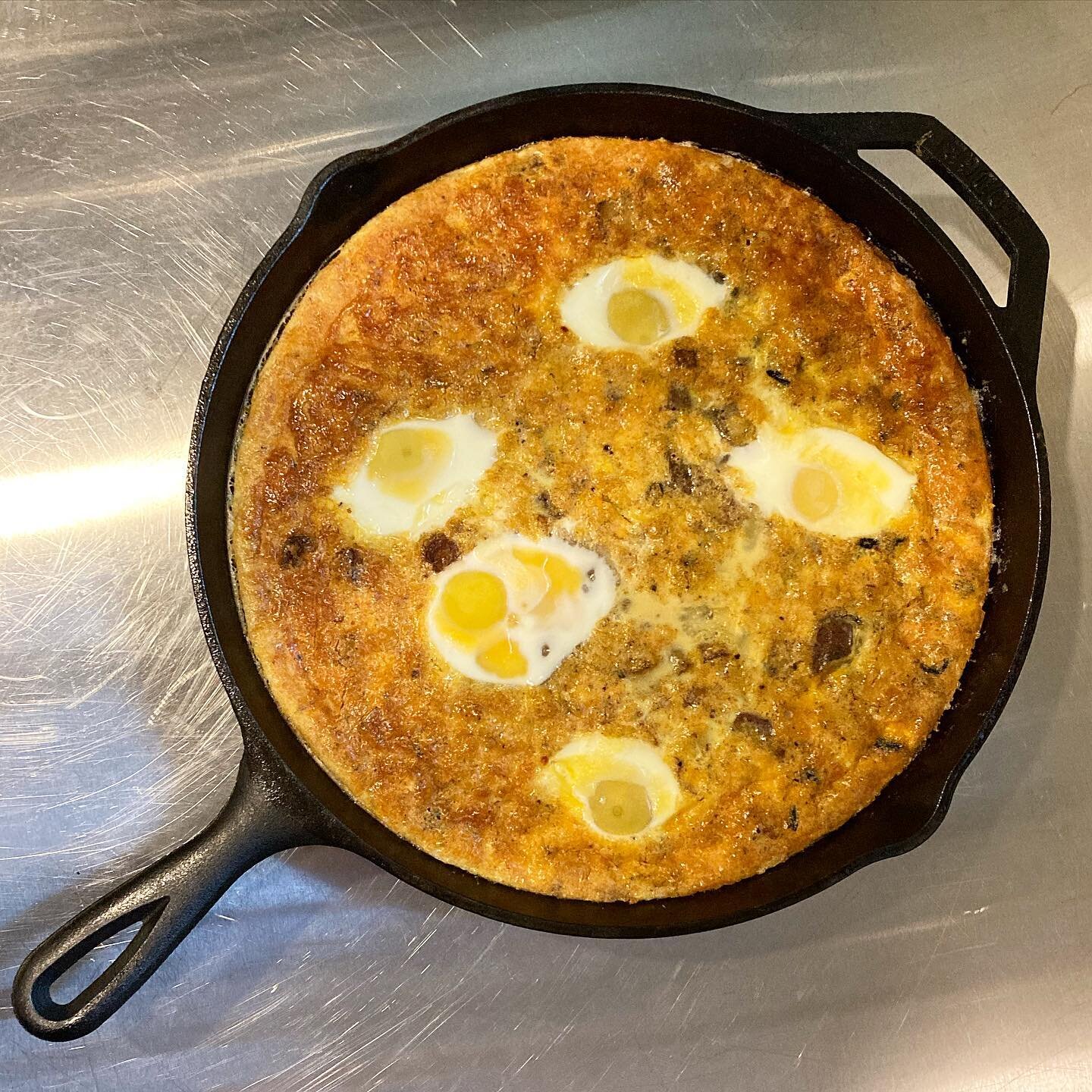 A quiche made with local eggs, milk, black beans and potatoes was among the menu items this week. 