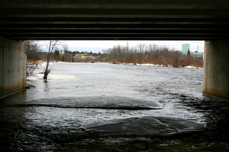 A view under one of the Manistique River bridges. 