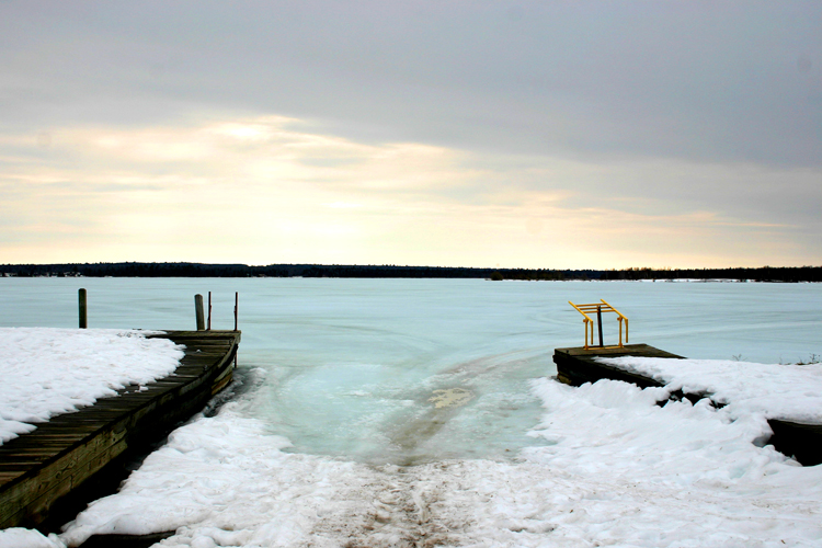 The boat launch on Torch Lake is used more by snowmobiles that anything else in the winter. 