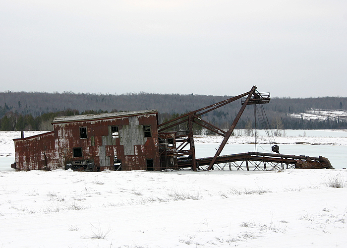 Snow and ice continue to rot away this abandoned structure. 