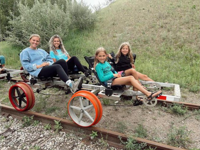 Wheels on Rails runs along an unused stretch of train tracks near Traverse City. The adventure is part bike ride, part train ride.